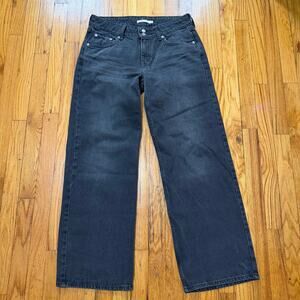 Levi's Black Super Low Loose Low Waist Straight Jean Pants Size 29 W 32 L